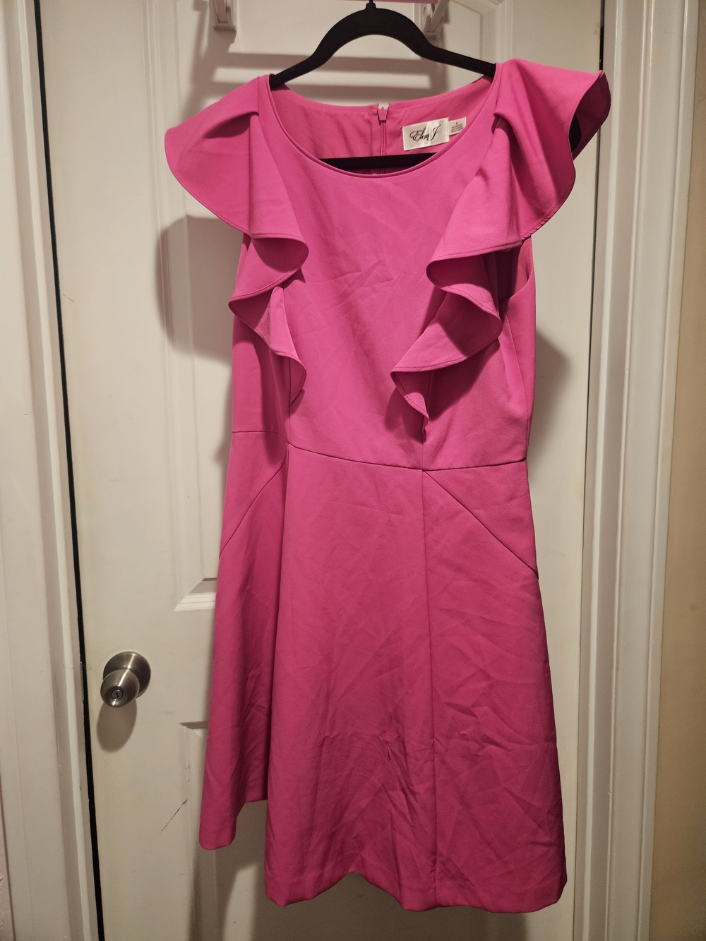 Eliza J Fuchsia Ruffle-Trim Midi Dress